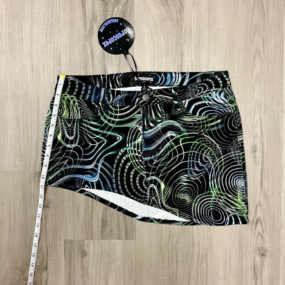 Horoscopez x Dolls Kill asymmetrical denim skirt psychadelic print szS & L - Picture 6 of 15
